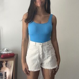 High Sierra Denim Shorts White Frayed Hem High Waist Casual Size 8